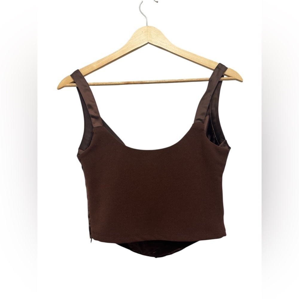 Satin Corset Bustier in Chocolate Brown - Picture 3 of 8